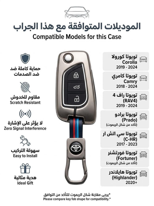 DRIVO Premium Metal Car Key Cover for  Toyota  – Anti-Rust Remote Key Case with Full Protection – Scratch & Shock Resistant – Compatible with  Toyota 3-Button Key