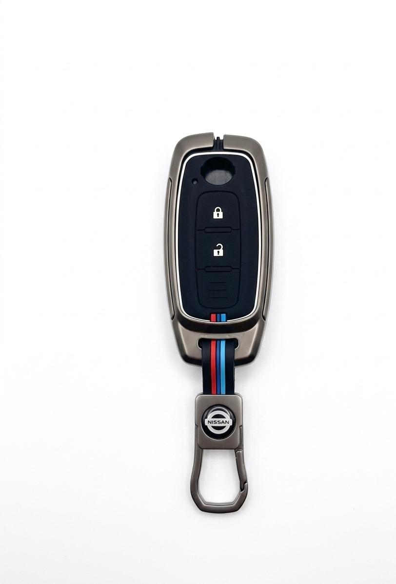 DRIVO Premium Metal Car Key Cover for  Nissan – Anti-Rust Remote Key Case with Full Protection – Scratch & Shock Resistant – Compatible with Nissan  Sunny, Sentra, Juke -2 Button Key