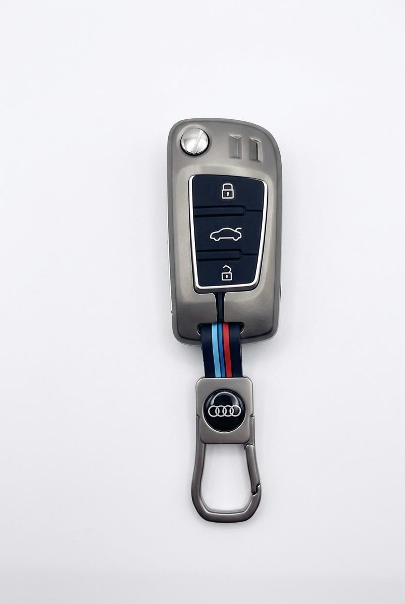 DRIVO Premium Metal Car Key Cover for  Audi  – Anti-Rust Remote Key Case with Full Protection – Scratch & Shock Resistant – Compatible with Audi A1, A3, Q3, Q7, TTi 3-Button Key