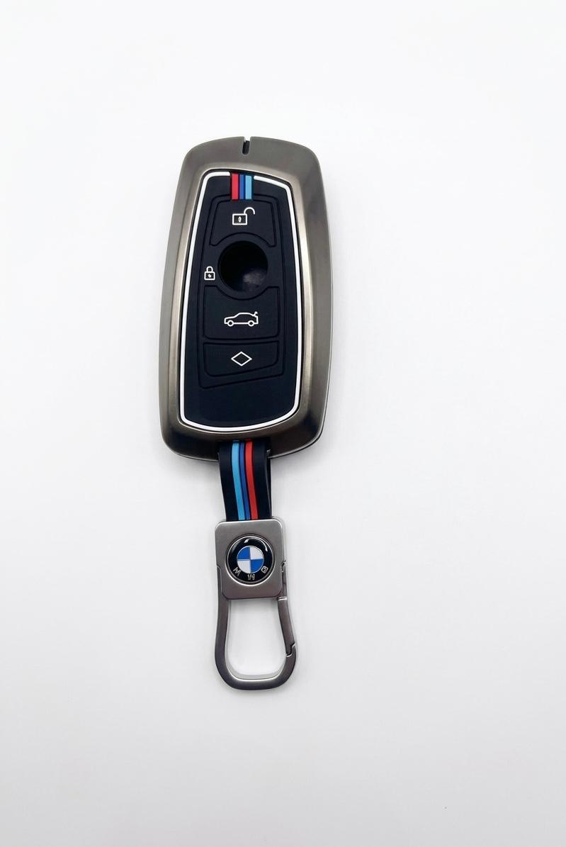 Premium Metal Car Key Cover for BMW – Anti-Rust Remote Key Case with Full Protection – Scratch & Shock Resistant – Compatible with  BMW 1/3/4/5/7 Series & X1 X2 X3 X5 X6 Models -4 Button Key