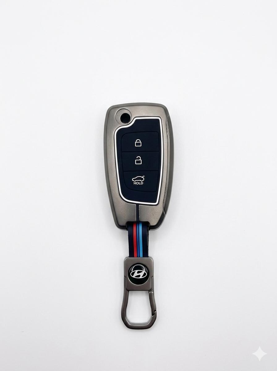 DRIVO Premium Metal Car Key Cover for Hyundai – Anti-Rust Remote Key Case with Full Protection – Scratch & Shock Resistant – Compatible with Hyundai 3-Button Key