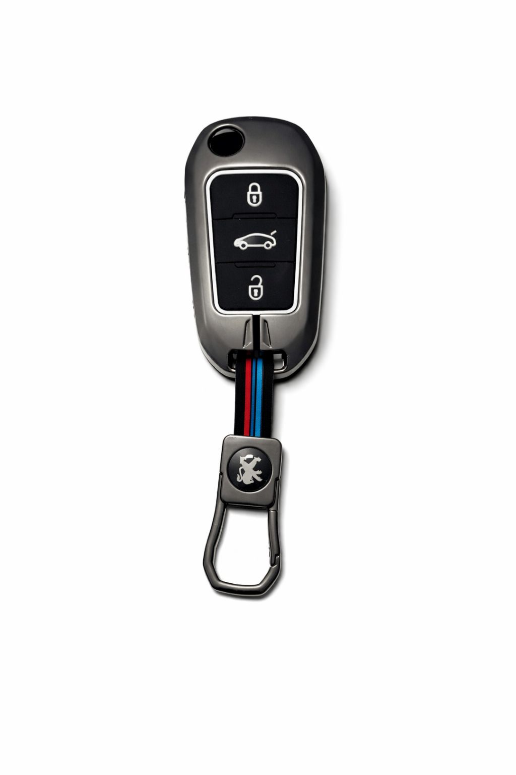 DRIVO Premium Metal Car Key Cover for Peugeot  – Anti-Rust Remote Key Case with Full Protection – Scratch & Shock Resistant – Compatible with Peugeot 208 / 2008 / 301 / 308 / 3008 / 408 / 508 / 5008-3 Button Key